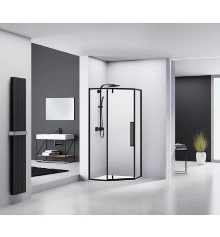 Douchecabine vijhoek mat zwart 88x200, Ophalen, Nieuw, Glas, Douche