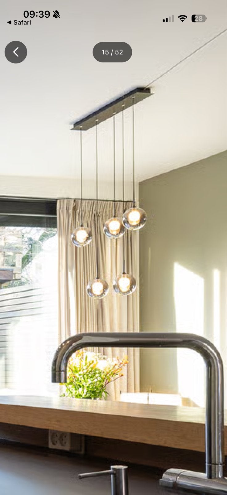 Made hanglamp met 5 glazen bollen, Ophalen, Zo goed als nieuw, Glas