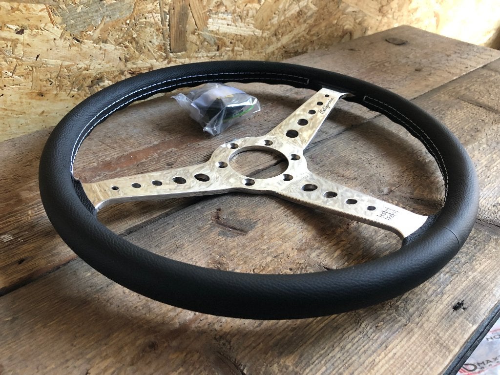 Momo California sportstuur Zwart leder Chroom spaken 360mm, Ophalen of Verzenden