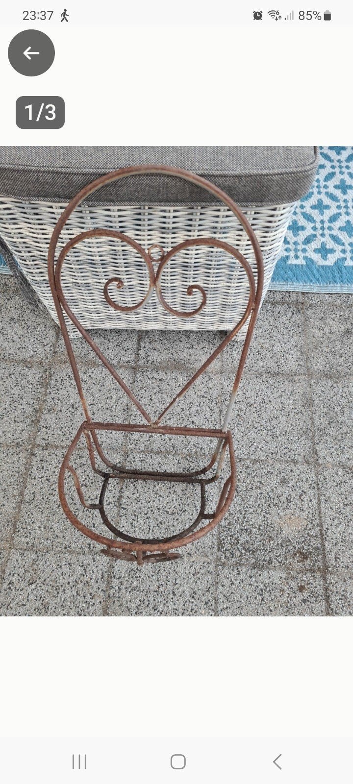Decoratieve metalen plantenstandaard, roestig, Ophalen
