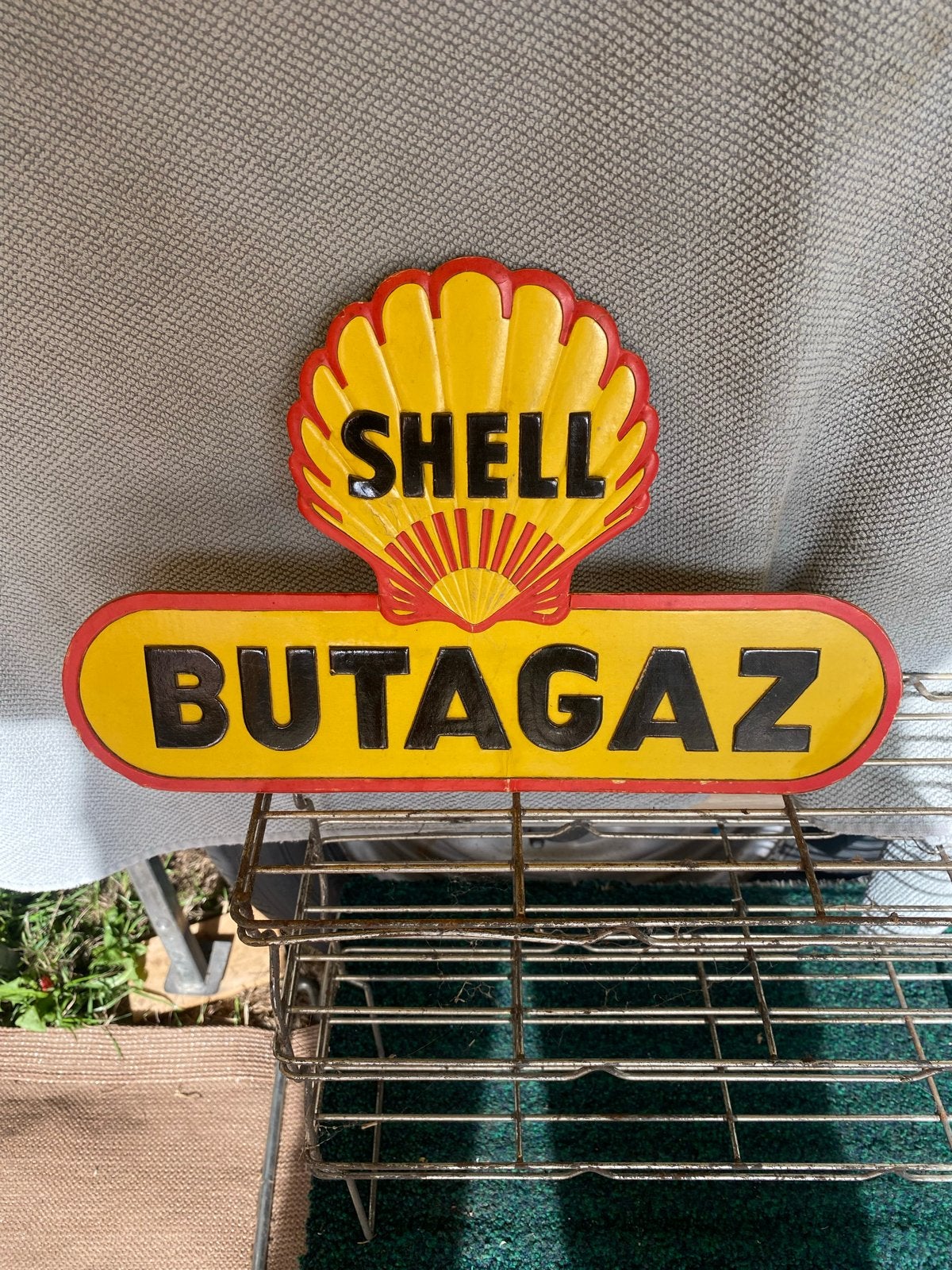 Vintage Shell Butagaz Reclame Display Karton, Ophalen of Verzenden, Gebruikt, Reclamebord