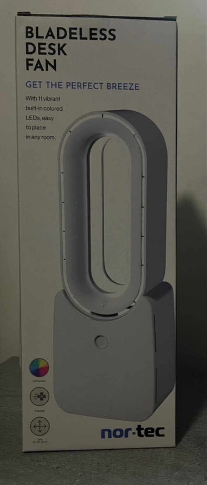 Nor-Tec Bladeless Desk Fan met LED-verlichting, Witgoed en Apparatuur, Ophalen of Verzenden, Nieuw, Tafelventilator