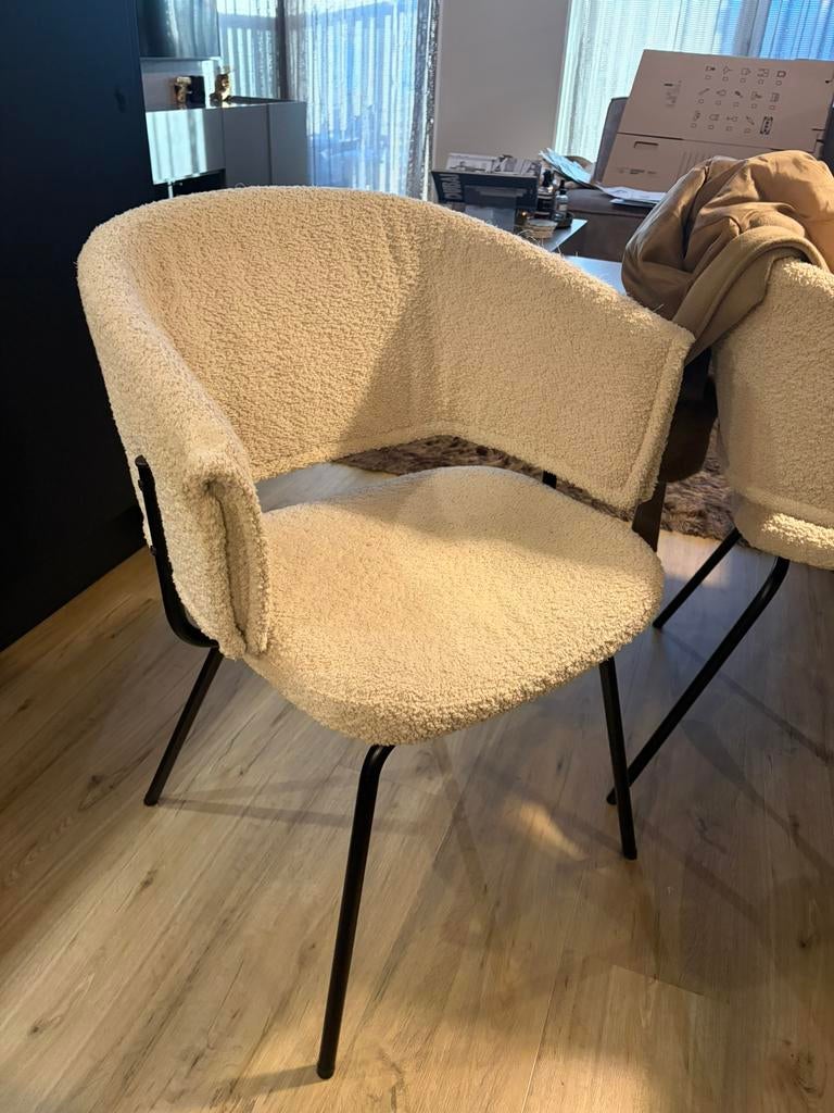 Eetkamerstoelen teddy stof Eijerkamp, Ophalen, Gebruikt, Twee, Wit
