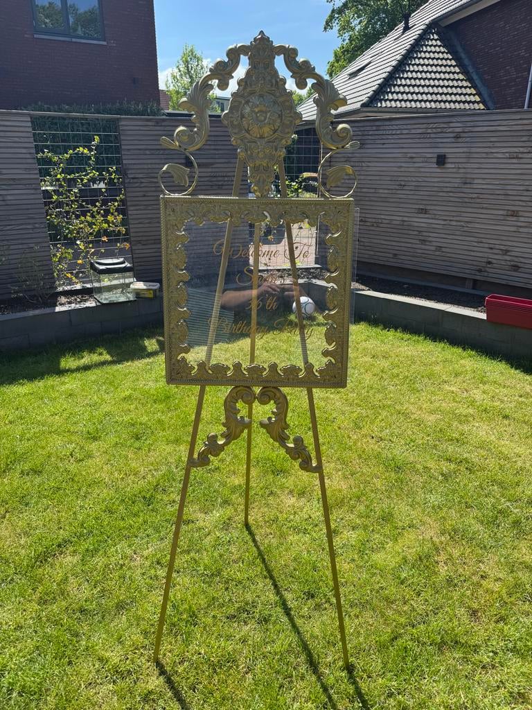 Gouden Welkomstbord op Ezel - Decoratie voor Feesten, Ophalen