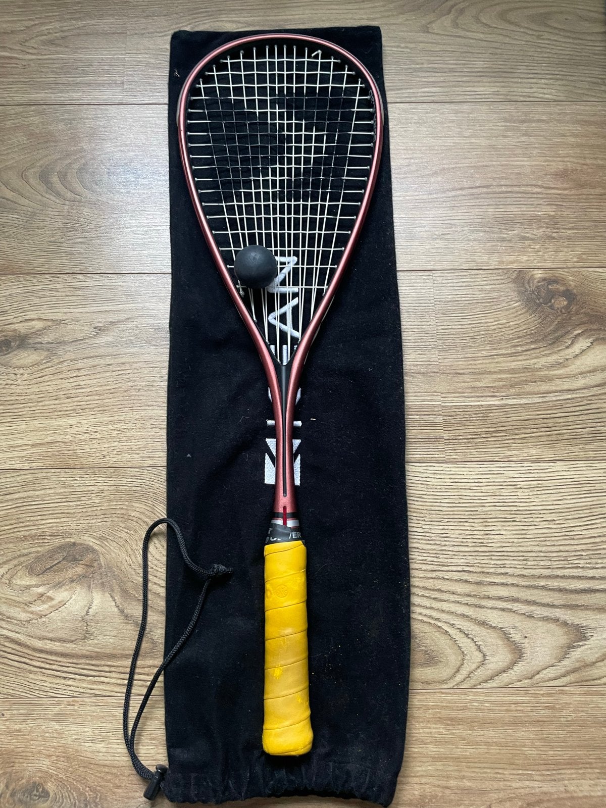 Squash racket met bal en hoes - KIKKEAN GURA K.20, Ophalen of Verzenden, Gebruikt, Racket, Met hoes