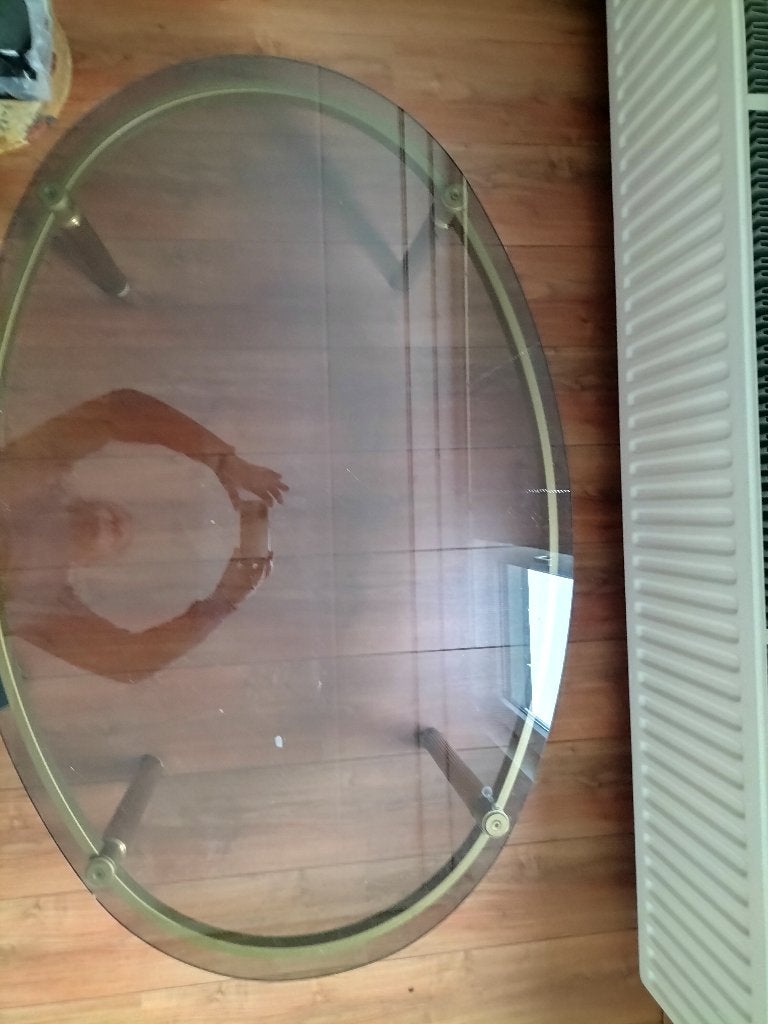 Glazen salontafel, Ophalen, Gebruikt, 100 tot 150 cm, Klassiek