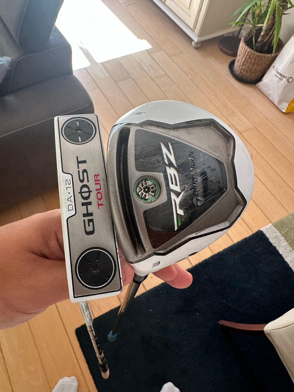 Linkshandige golfclubs: TaylorMade RBZ 3 Wood & Ghost Putter, Sport en Fitness, Ophalen of Verzenden, Gebruikt, Club, Overige merken