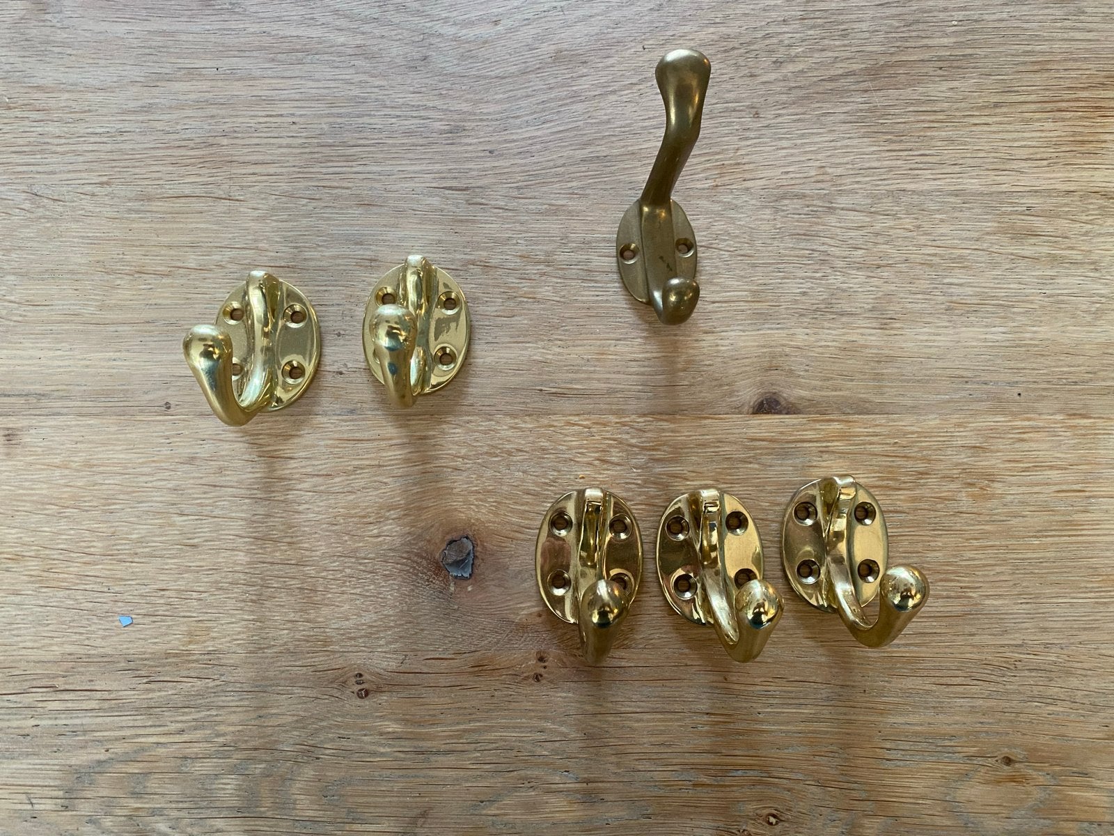 Set van 6 messing jashaken, Ophalen of Verzenden, Gebruikt, Metaal, Wandhaken