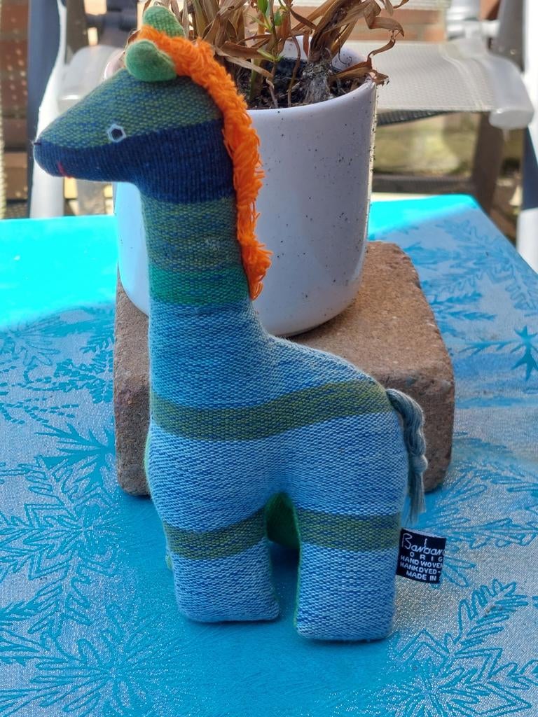 Handgemaakte Samsoni Giraf Knuffel - Pure Katoen, Overige merken, Giraf, Blauw, Nieuw