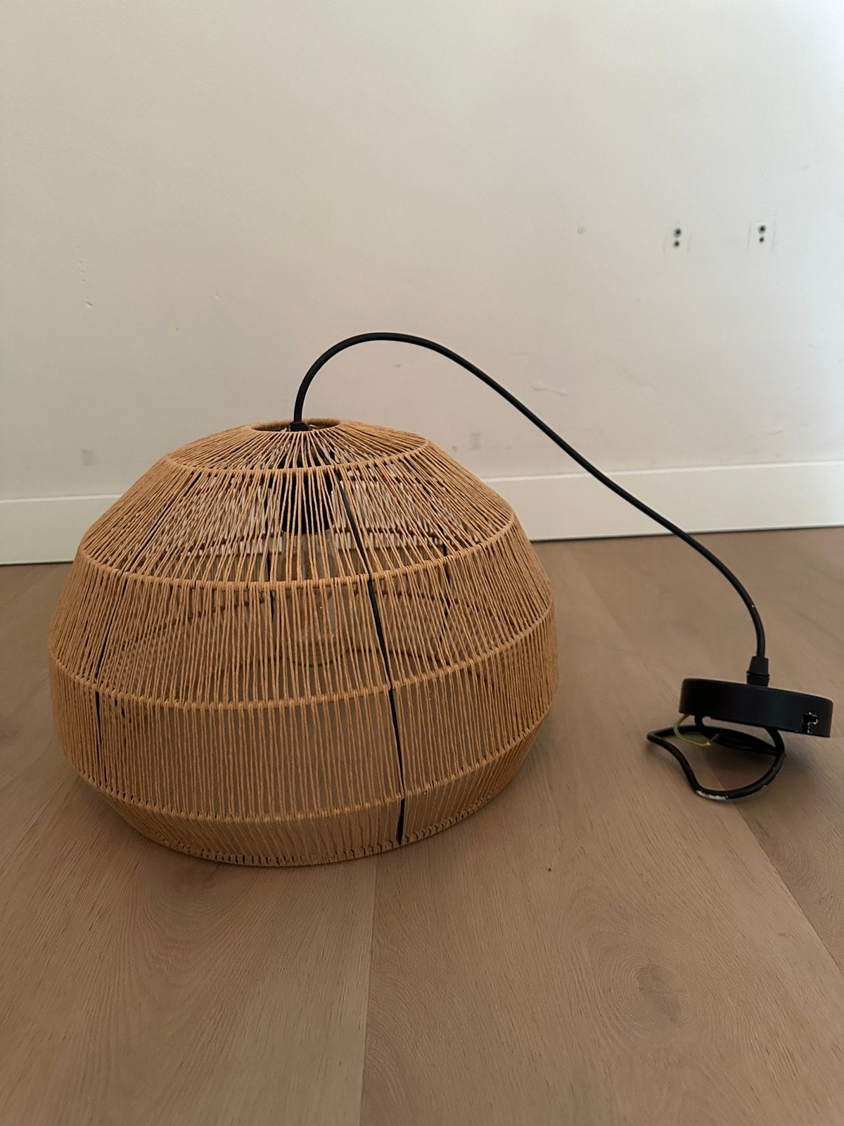 Hanglamp ‘segin’ kwantum,  rotan look, Huis en Inrichting, Ophalen, Zo goed als nieuw, Metaal, E27 (groot)