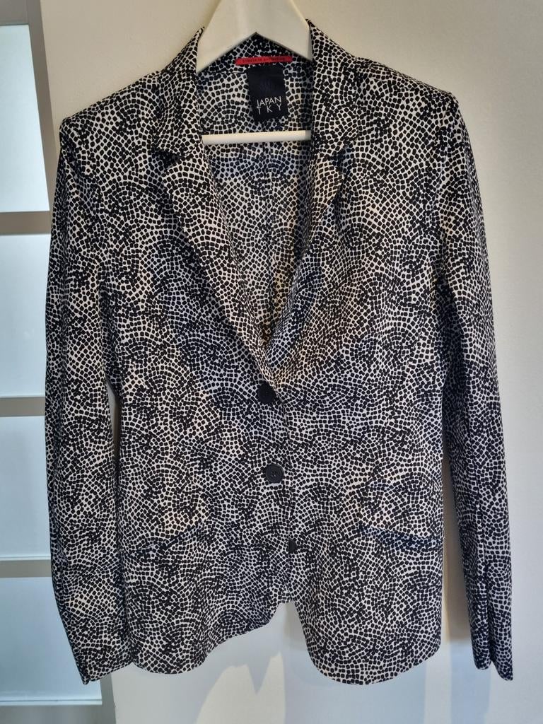 Nieuw Japan TKY Colbert met print en schoudervullingen, Maat 38/40 (M), Zwart, Japan TKY, Nieuw