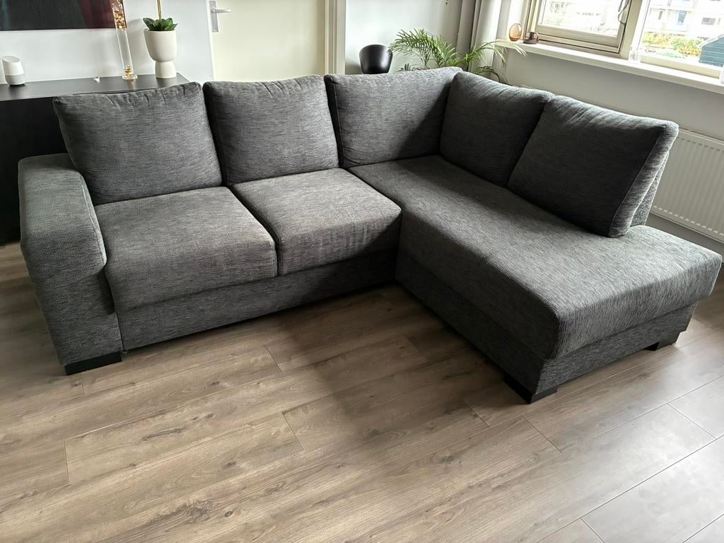 Hoekbank grijs in nette staat, Huis en Inrichting, Ophalen, Gebruikt