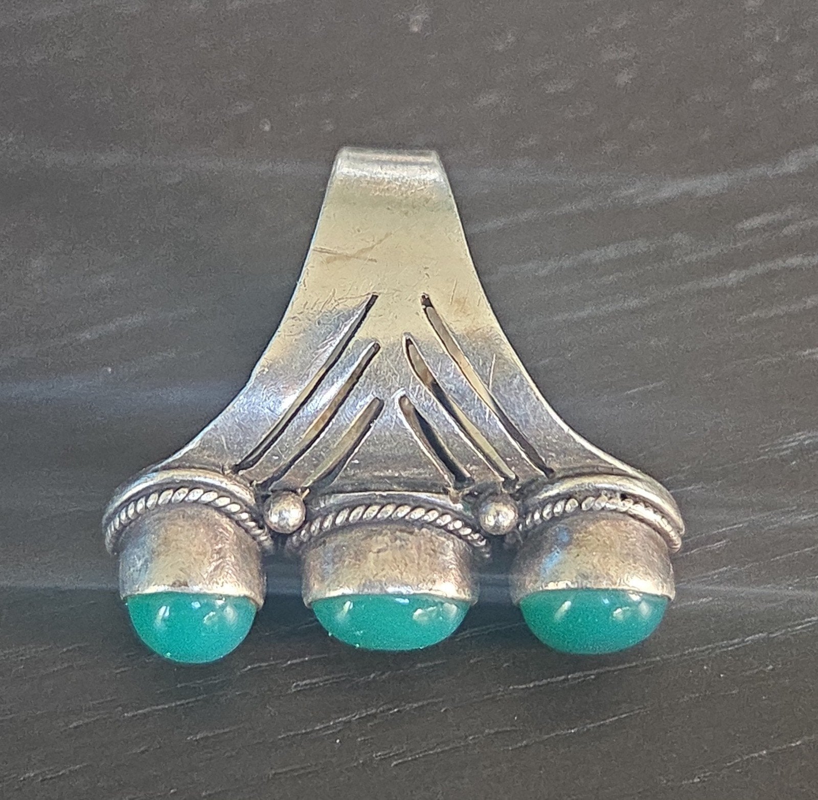 vintage handgemaakte sterling zilveren ring groene onyx, Ophalen of Verzenden, Zo goed als nieuw, X, Dame