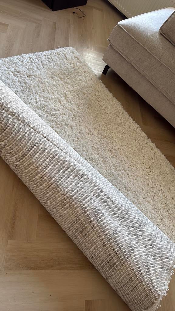 Ikea hoogpollig vloerkleed wit creme, Ophalen, Gebruikt, Tweepersoons, 140 cm