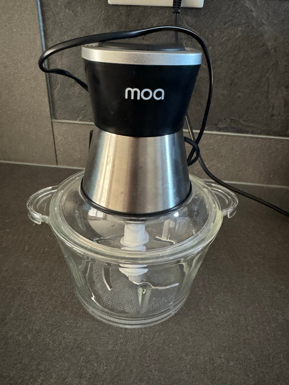 MOA Hakmolen met Glazen Kom - 350W, 1 tot 2 liter, 2 snelheden, Ophalen of Verzenden, Zo goed als nieuw