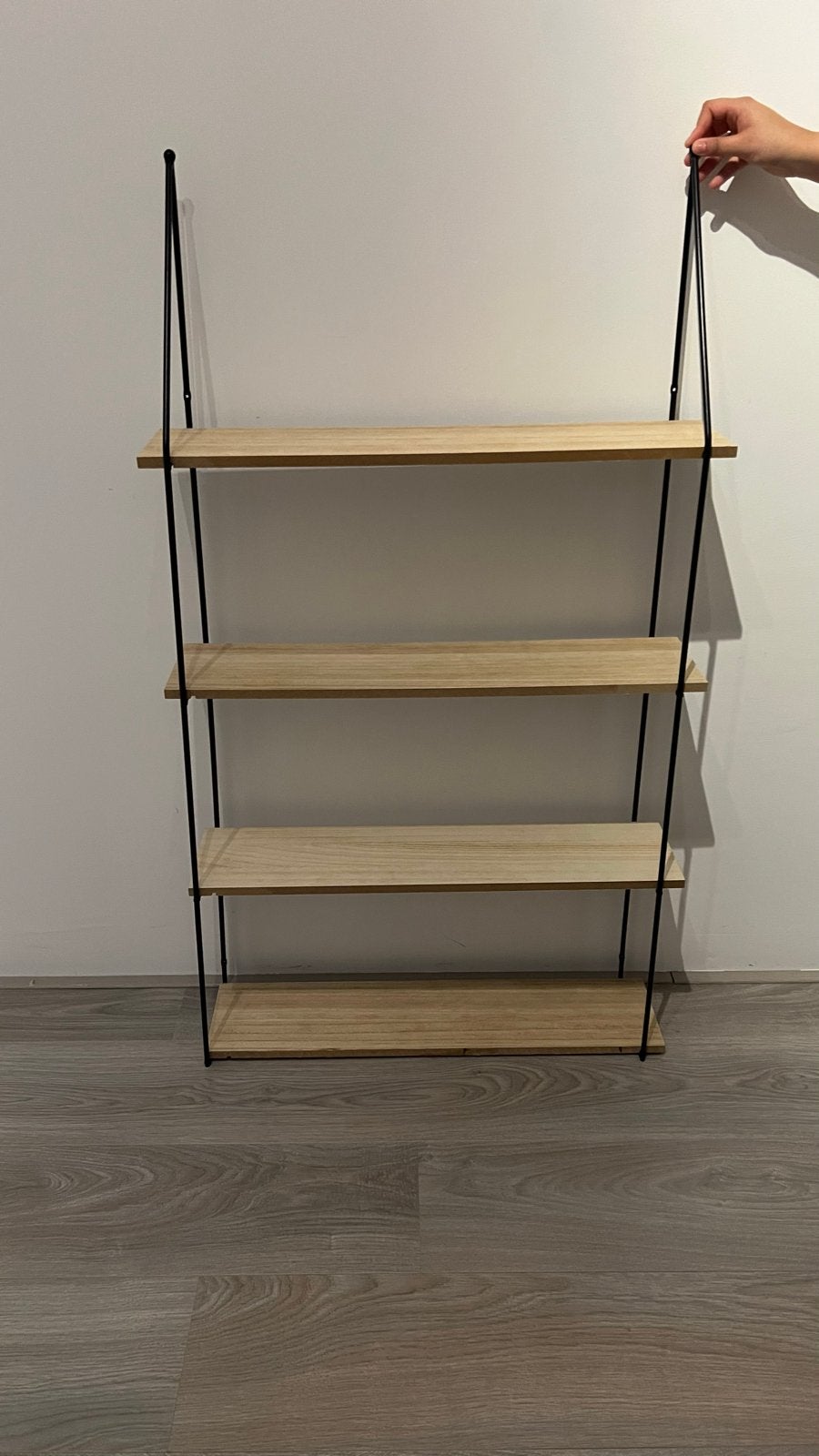 Industriële kruidenrek met houten blad en metalen frame, Ophalen, Gebruikt