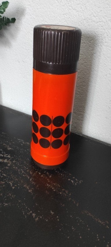 Vintage thermosfles oranje bruin Dr. Zimmermann, Kunststof, Ophalen of Verzenden, Overige merken, Oranje