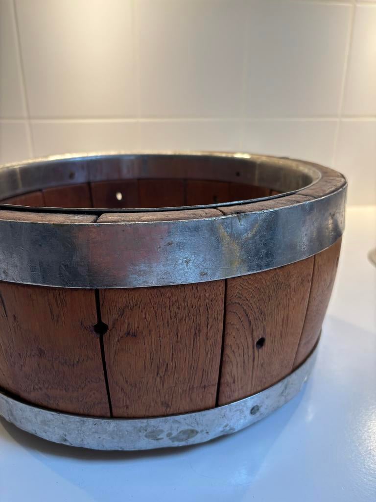 Antieke Houten Kaasvat-Kaasvorm met Persdeksel, Antiek en Kunst, Ophalen