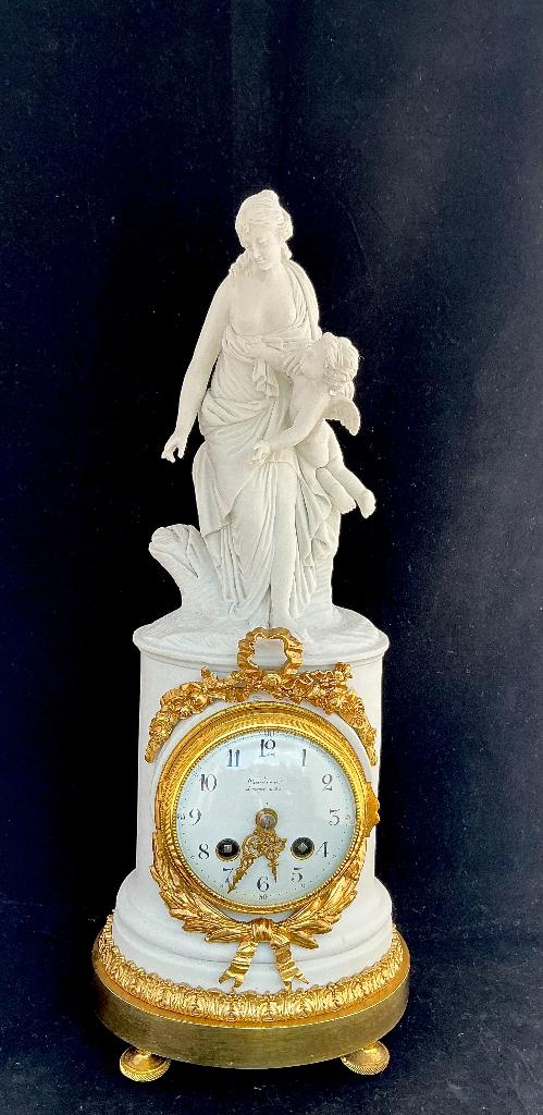 Nap.3 romantisch bisquit pendule., Antiek en Kunst, Ophalen of Verzenden