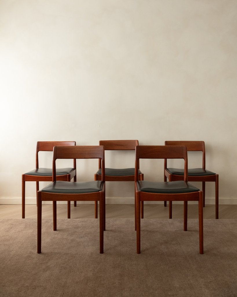Vintage Deense Teak Eetkamerstoelen Johannes Nørgaard, 1960s, Huis en Inrichting, Stoelen, Gebruikt, Bruin, Ophalen of Verzenden