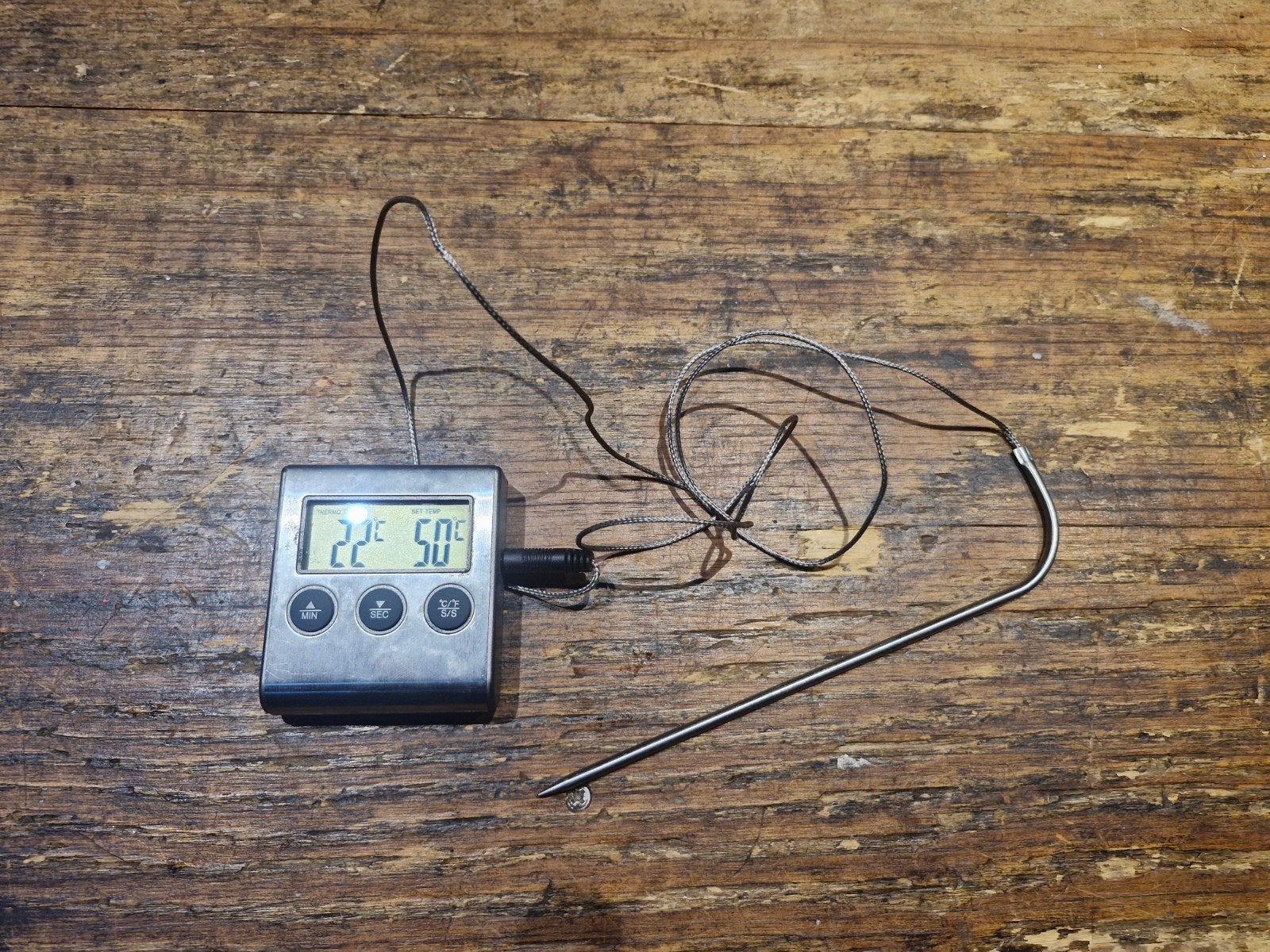 Digitale Vleesthermometer met Timer - Perfect voor BBQ, Ophalen of Verzenden, Metaal, Grijs, Overige merken