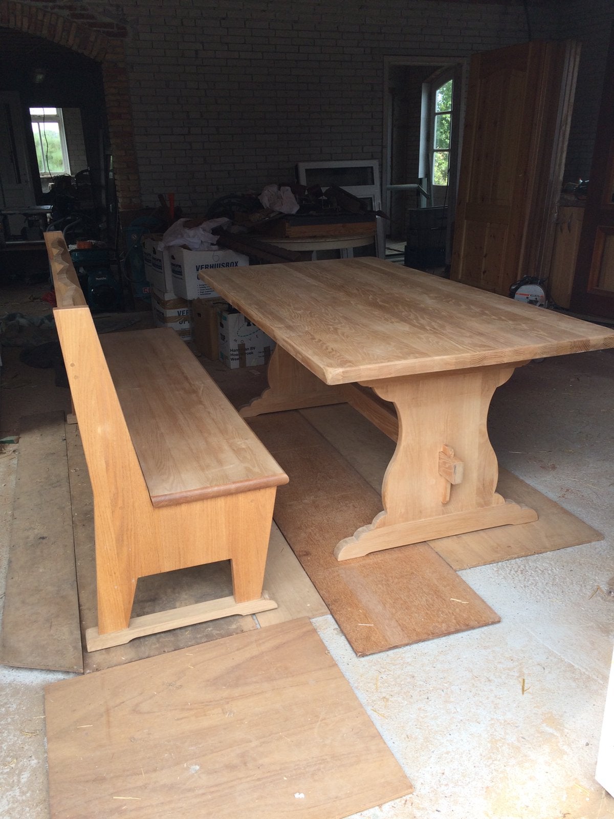Eiken klooster tafel ., Huis en Inrichting, Ophalen, 200 cm of meer, 50 tot 100 cm, Zo goed als nieuw