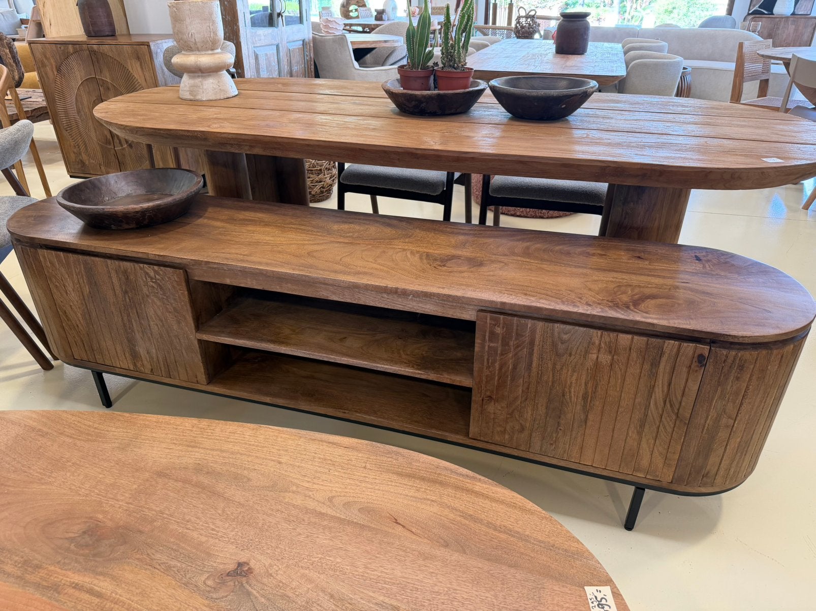 Magazijn leegverkoop tv meubel retro Remi mangohout ribbel, Hout, Nieuw, Ophalen of Verzenden, Info@wkhome.nl