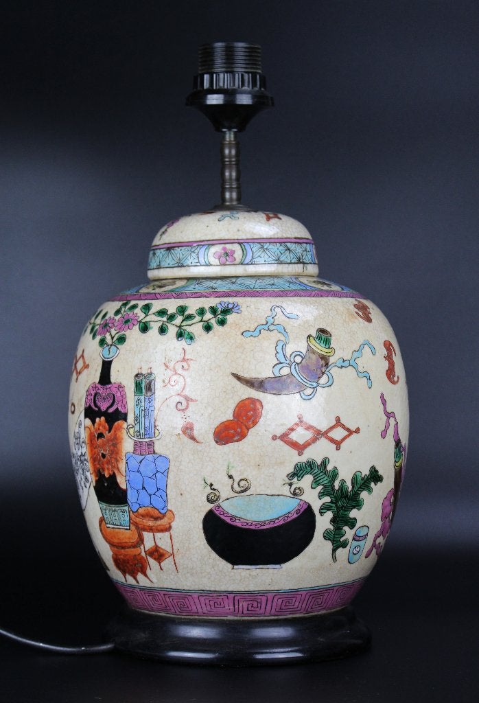 Chinees porselein tafellamp Nanking famille rose vaas pot, Huis en Inrichting, Lampen | Tafellampen, Geen, Overige materialen