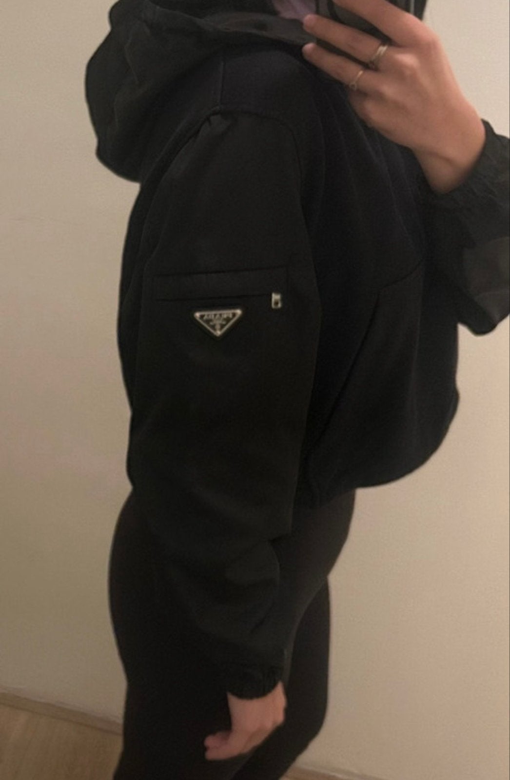 Originele Prada Cropped Hoodie Maat S, Ophalen of Verzenden, Zo goed als nieuw, Maat 36 (S), Zwart