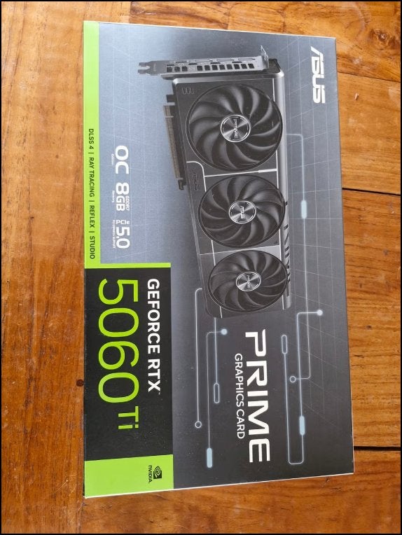 ASUS GeForce RTX 5060 Ti PRIME OC 8GB GDDR7, Overige soorten, Ophalen of Verzenden, Zo goed als nieuw, HDMI