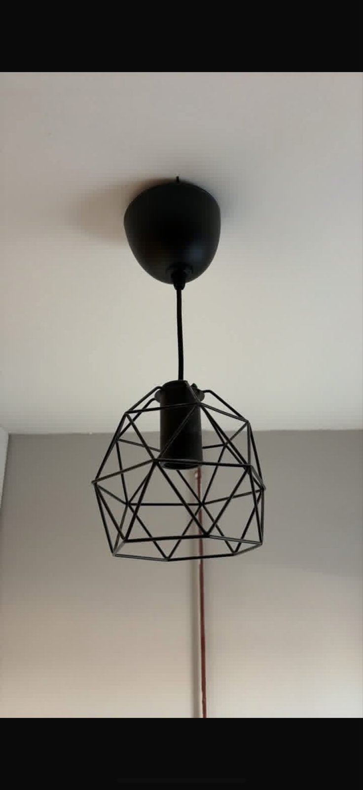 Zwarte geometrische hanglamp, Ophalen, Zo goed als nieuw, Metaal, E27 (groot)
