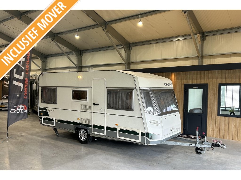 Caravan Chateau Cantara 450CT Dwarsbed/Rondzit Mover 1998, Caravans en Kamperen, Kachel, Bedrijf, 4 tot 5 meter, Tot en met 4