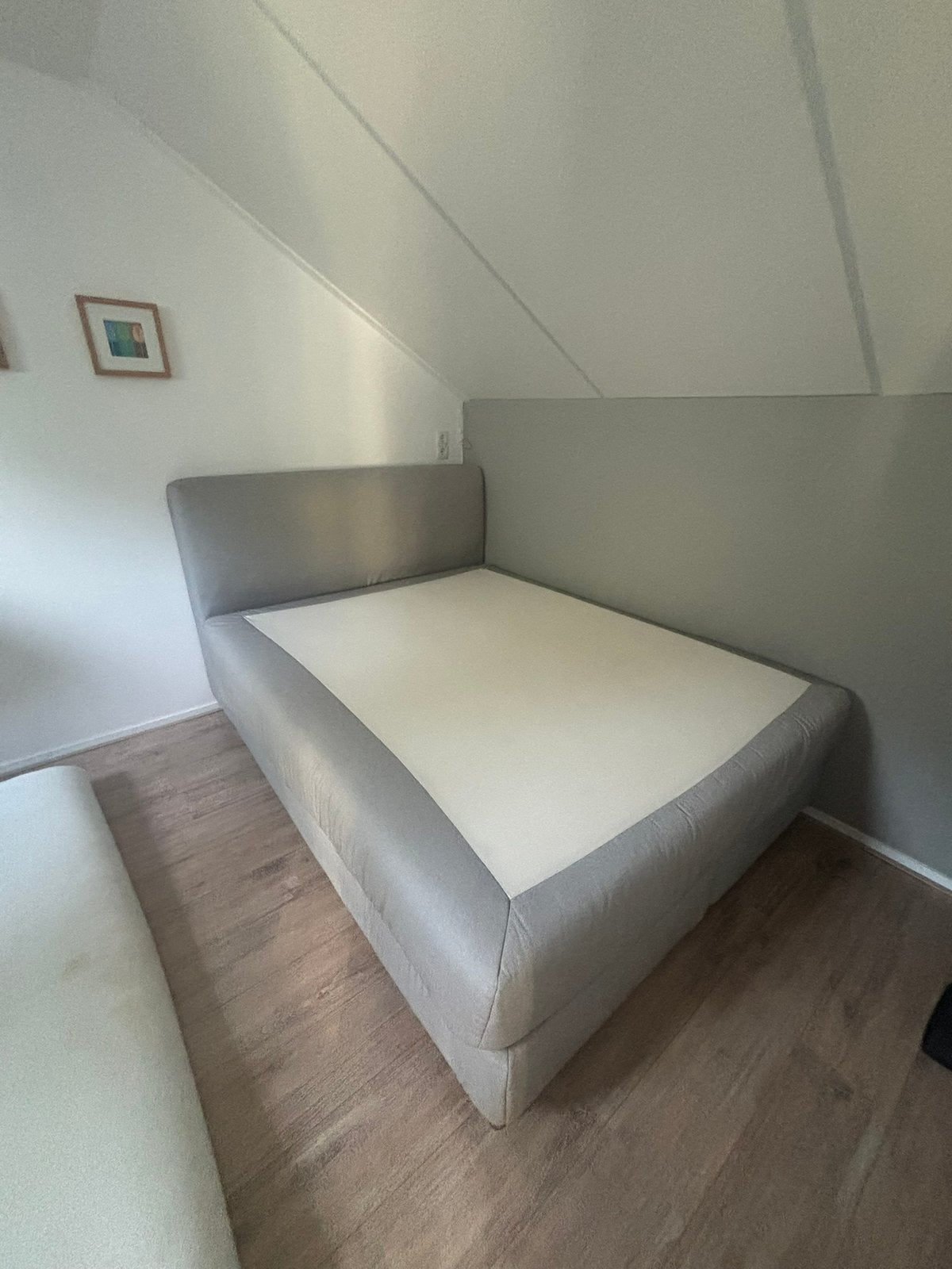 Ikea boxspring 160x220, Ophalen, Gebruikt, Tweepersoons, Grijs