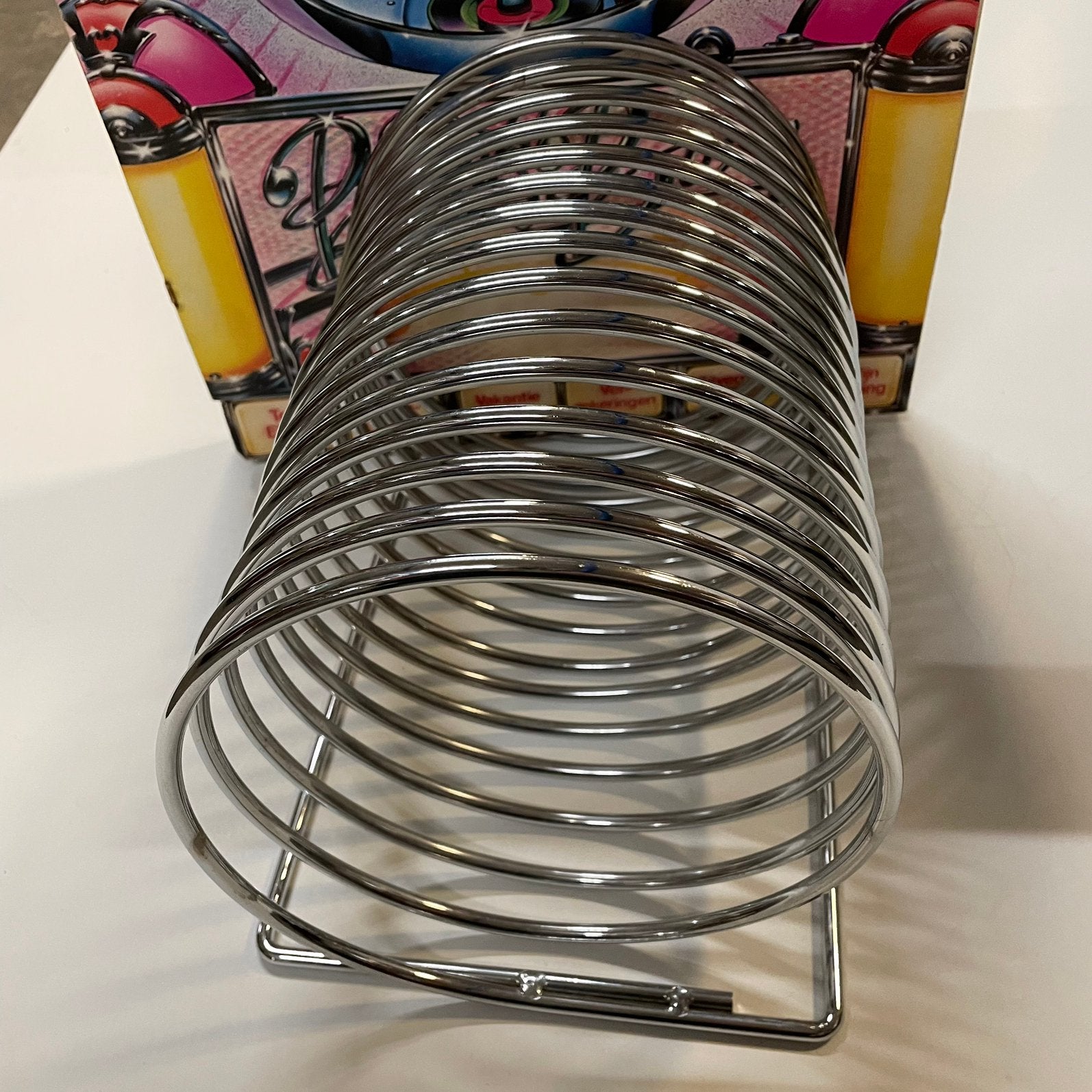 Platenrek of tijdschiftenrek vintage jaren chroom, Huis en Inrichting, Woonaccessoires | Krantenbakken en Lectuurbakken, ., Zo goed als nieuw