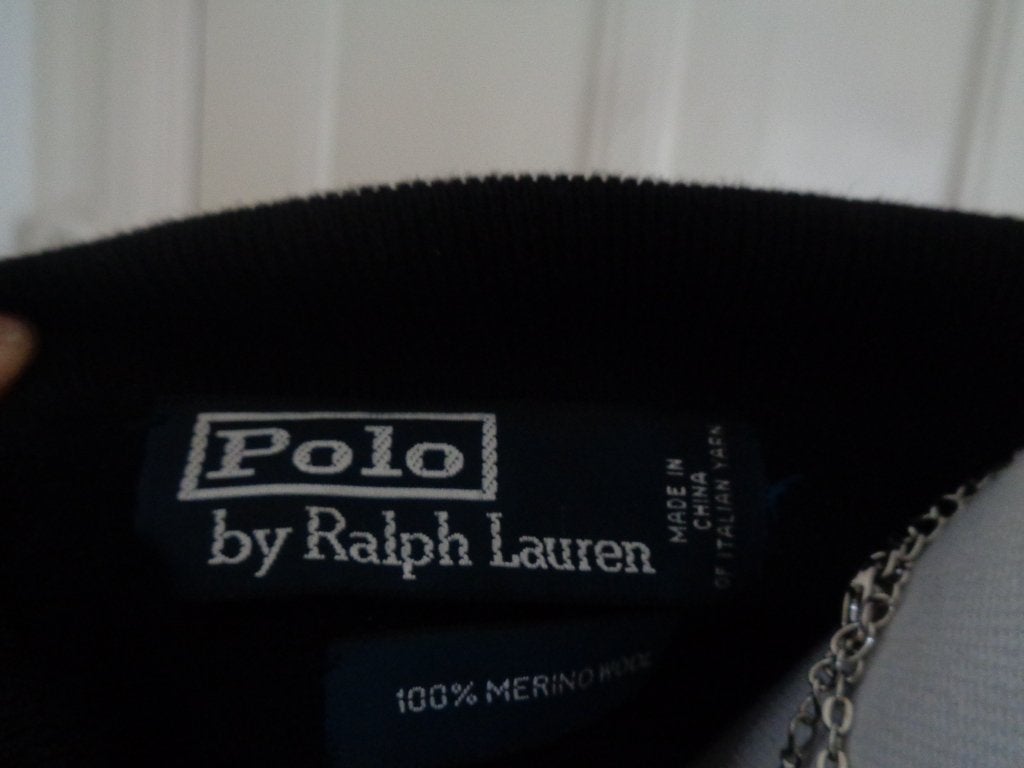 POLO BY RALPH LAUREN merino wollen trui:mt L, Zwart, Maat 42/44 (L), Ophalen of Verzenden, Zo goed als nieuw
