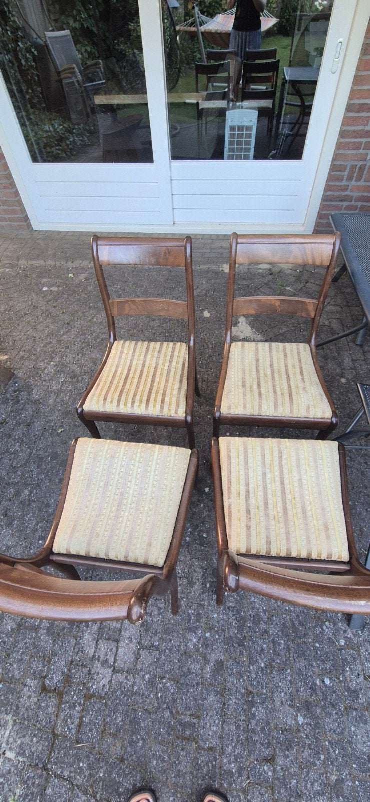 4 antieke stoelen, Huis en Inrichting, Stoelen, Ophalen, Gebruikt, Bruin, Hout