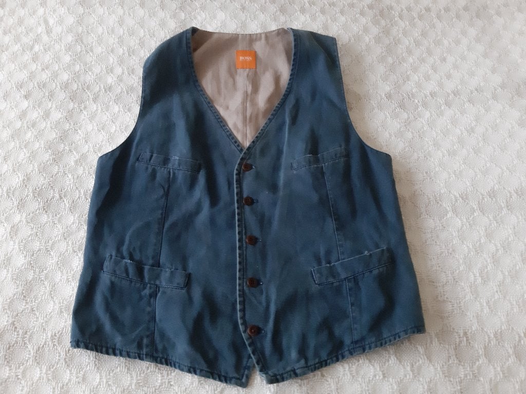sportief spijker/bruin gilet Hugo Boss maat L, Kleding | Heren, Ophalen, Zo goed als nieuw, Hugo Boss