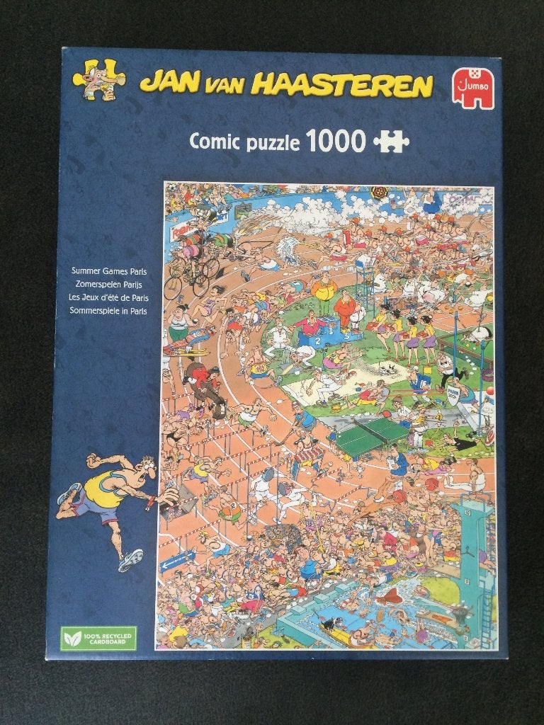 Jan van Haasteren puzzel Zomerspelen Parijs - 1000 Compleet!, Ophalen of Verzenden, 500 t/m 1500 stukjes, Zo goed als nieuw, Legpuzzel