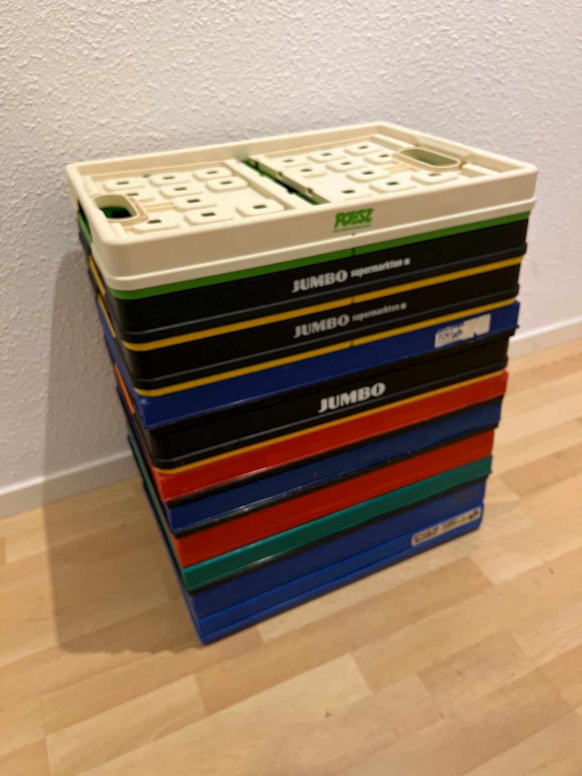 10 Jumbo Klapkratten - Handig voor Boodschappen, Ophalen of Verzenden, Gebruikt, Krat, Opvouwbaar