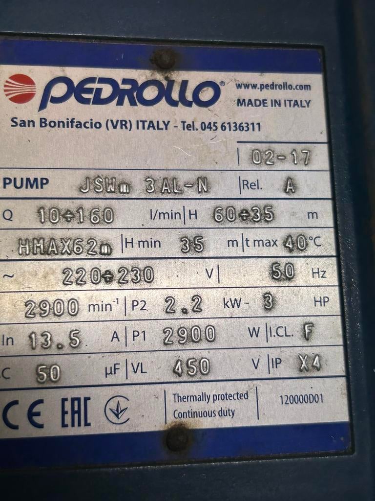 PedrolloPedrollo JSWm/3AL - (230V), Ophalen of Verzenden, Beregeningspomp