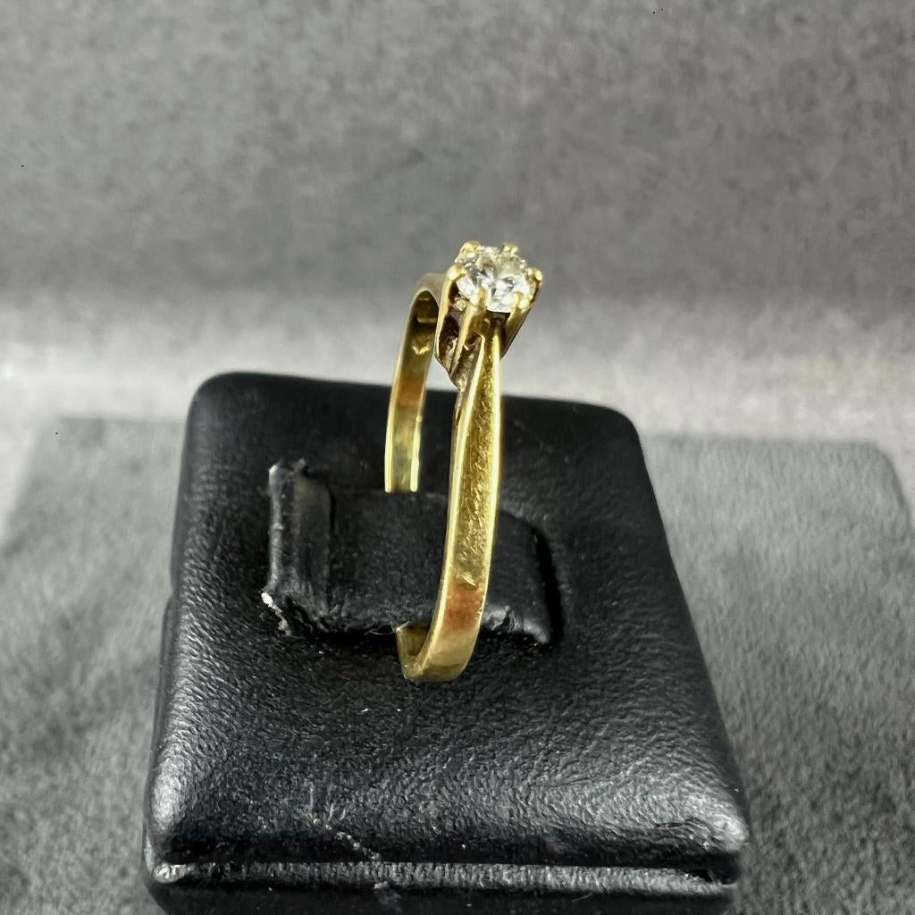 Gouden Ring | 14k* | 1,17g |solitair brilj| |15,5 | 408542, Sieraden, Tassen en Uiterlijk, Ringen, Gebruikt, Ophalen of Verzenden