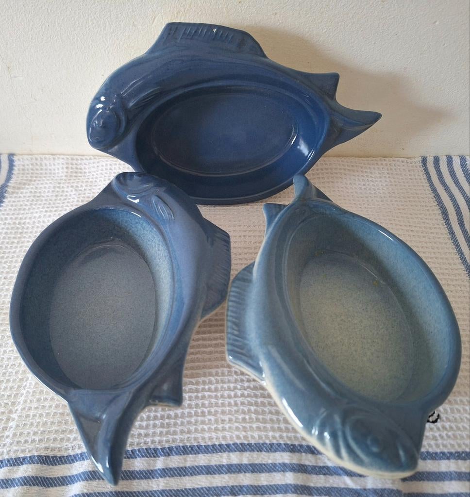 Vintage franse ovenschaaltjes in visvorm - set van 3, Antiek en Kunst, Ophalen of Verzenden