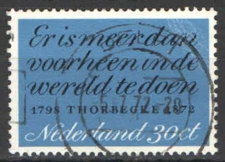 Nederland NVPH nr 1009 gestempeld Johan Thorbecke 1972, Ophalen of Verzenden, Na 1940, Gestempeld