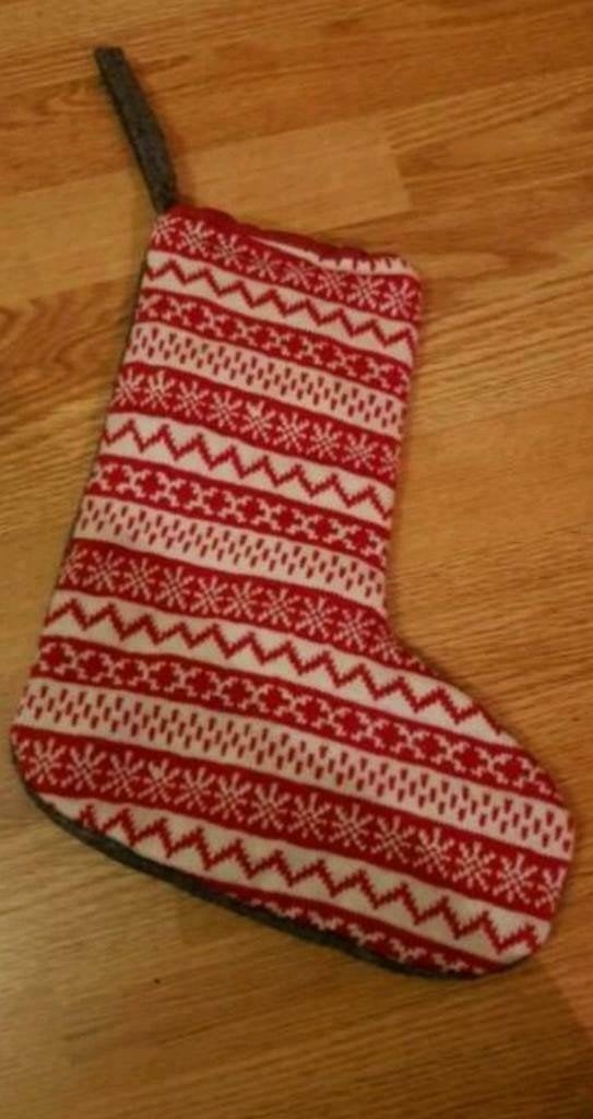 Traditionele gebreide kerstsok met Noors motief, Ophalen of Verzenden