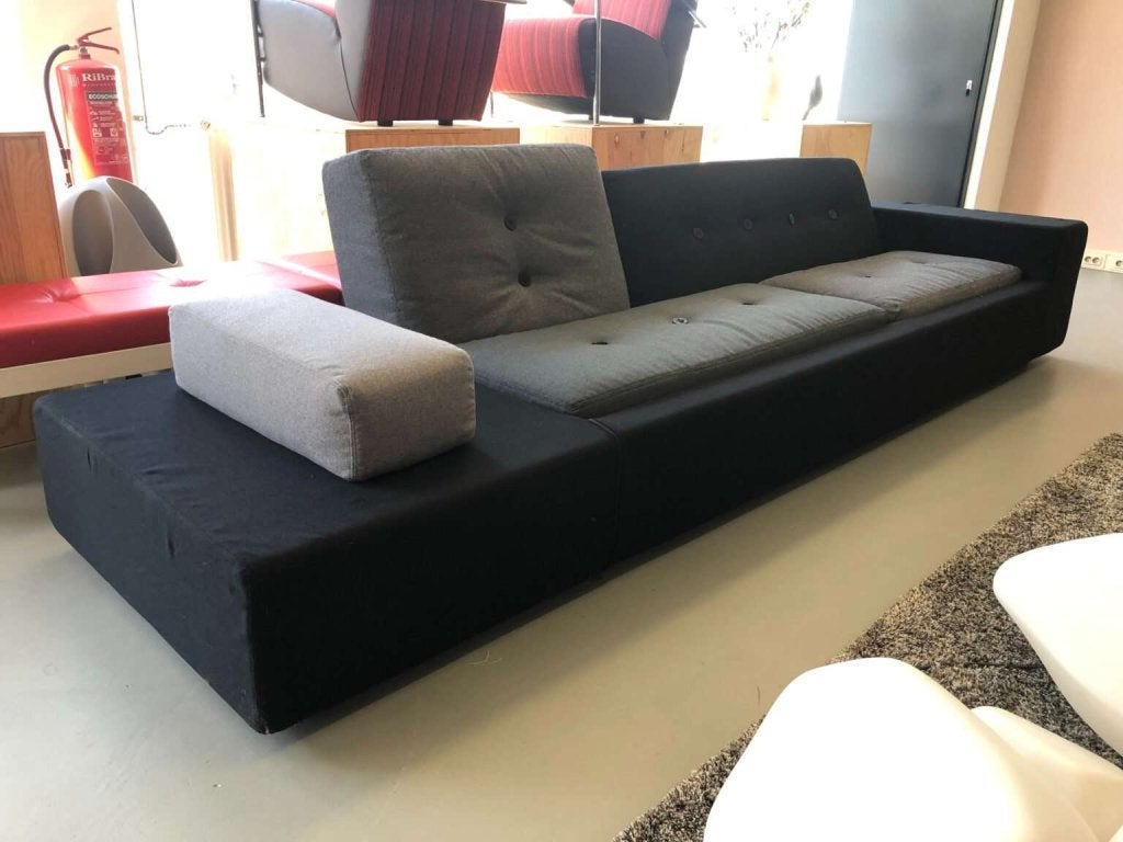 1x Vitra Hella Jongerius Poldersofa XXL Zwart Grijs mix, Niet ingevuld, 100 tot 125 cm, Niet ingevuld, 300 cm of meer