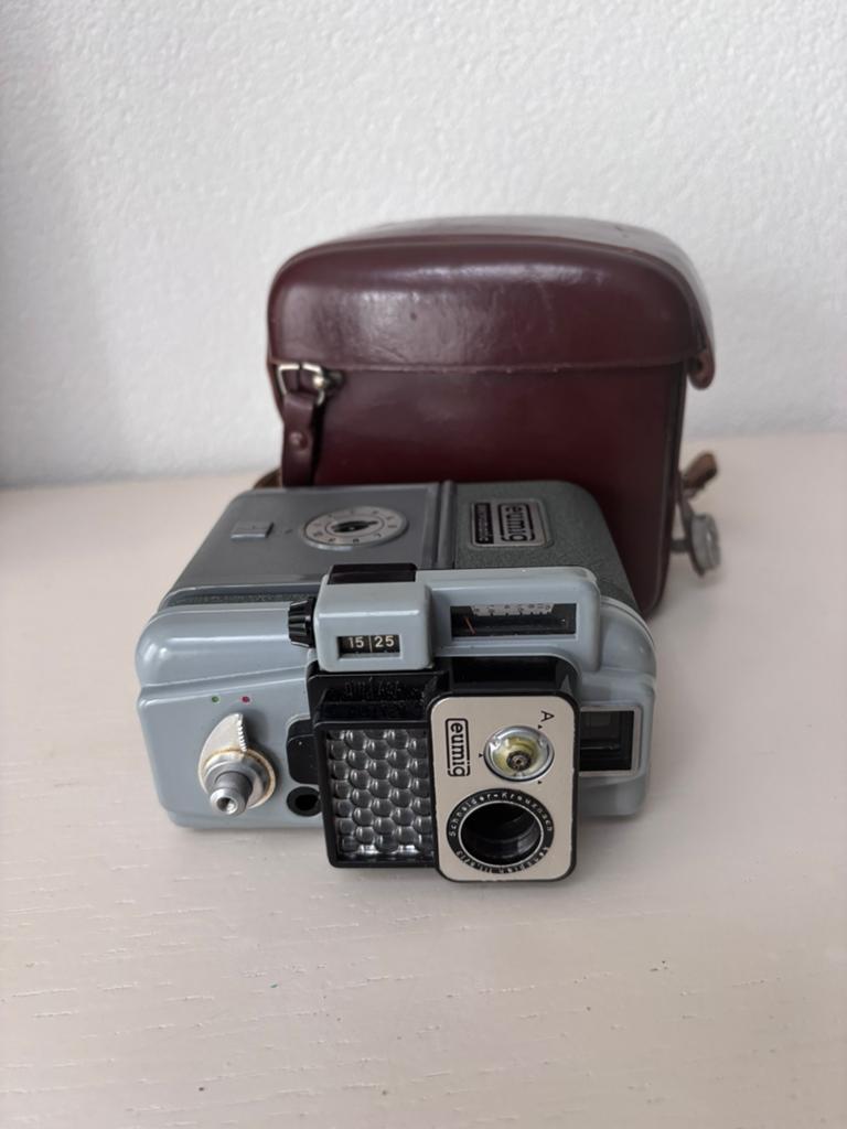 Vintage Eumig C3 filmcamera met lederen tas, Ophalen, 8mm, Camera