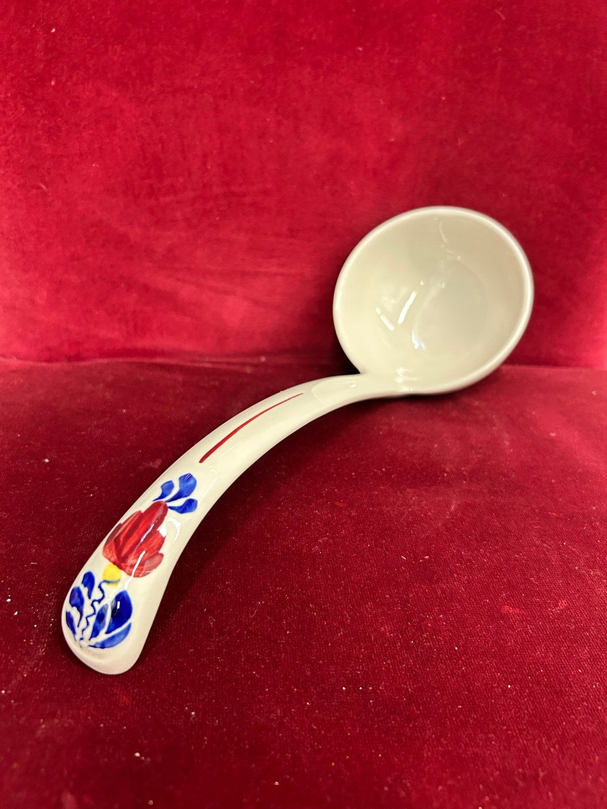 Vintage Porseleinen Soeplepel met Boerenbont, Ophalen of Verzenden