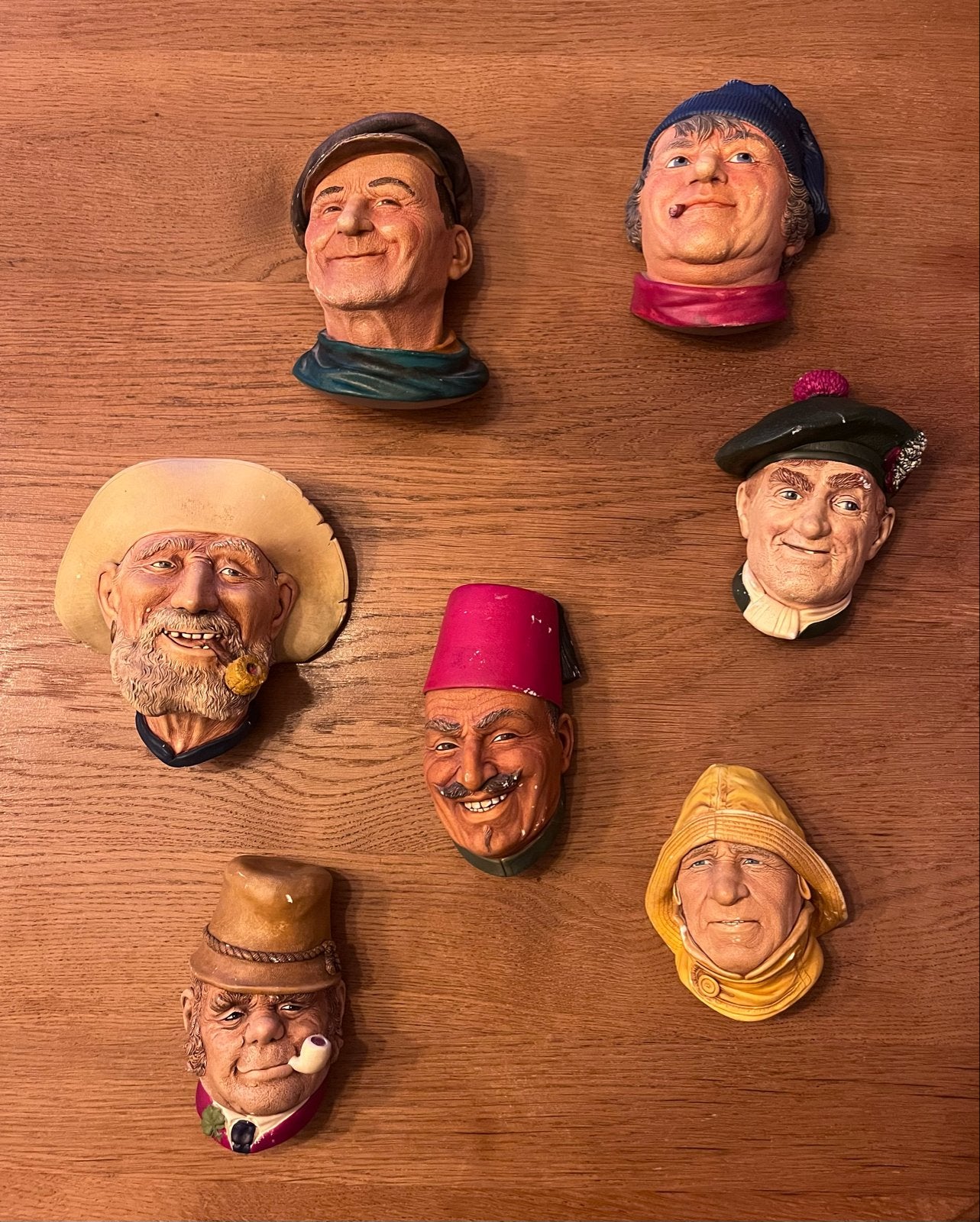 Vintage Bossons en Legend Products Muurmaskers (7 stuks), Verzamelen, Beelden en Beeldjes, Ophalen, Gebruikt, Mens