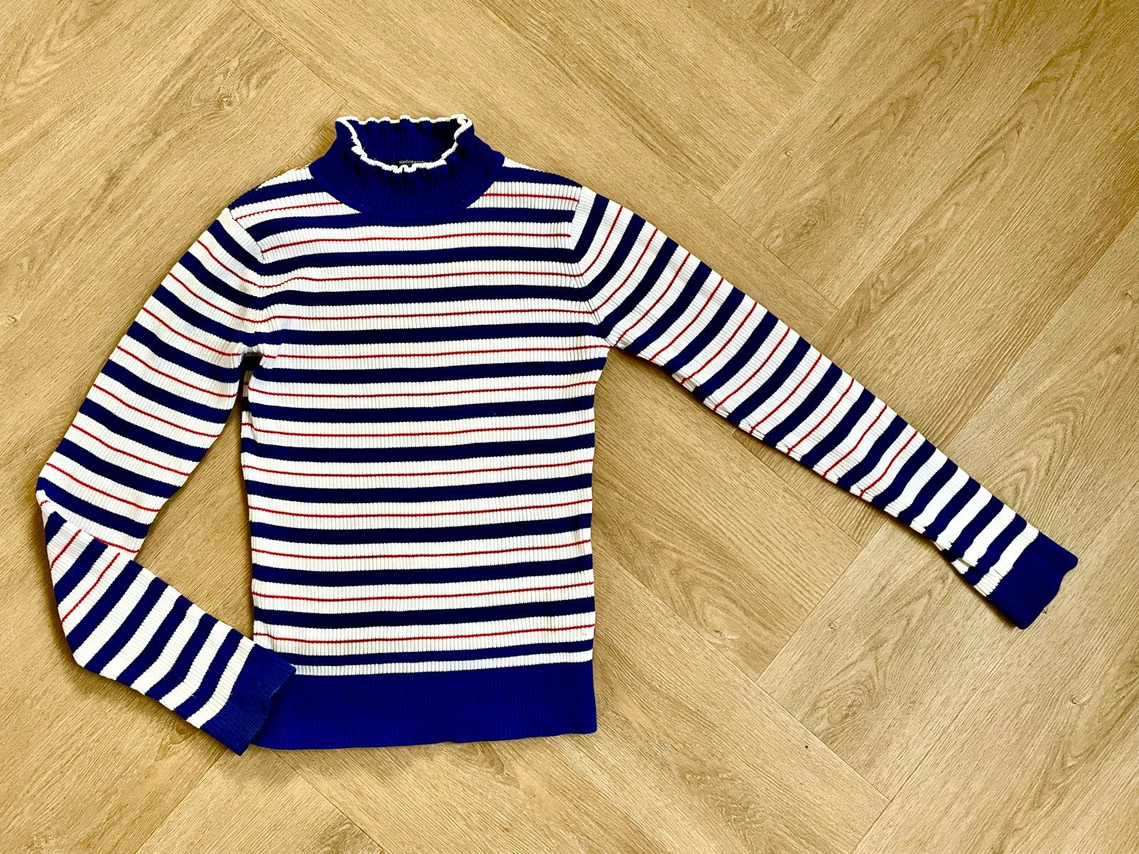 Scotch & Soda blauw Gestreepte trui maat 140, Verzenden, Zo goed als nieuw, Jongen of Meisje, Trui of Vest