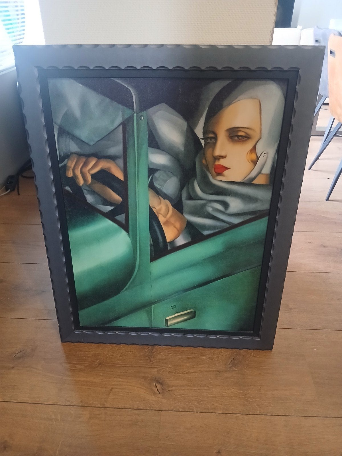 Schilderij 'Vrouw in Auto' - Art Deco Stijl, Antiek en Kunst, Ophalen, Figuren, Olieverf, Overige materialen